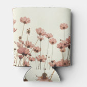 Roze kosmos: bloemen witte achtergrond. blikjeskoeler (Achterkant)