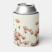 Roze kosmos: bloemen witte achtergrond. blikjeskoeler (Blikje Achterkant)