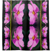 Roze Kosmos Bloemspiegelpatroon Douchegordijn (Voorkant)