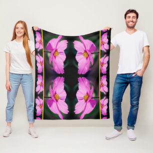 Roze Kosmos Bloemspiegelpatroon Fleece Deken