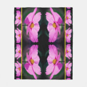 Roze Kosmos Bloemspiegelpatroon Fleece Deken (Voorkant)