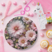 Roze Kosmos Collectie Papieren Bordje (Feest)