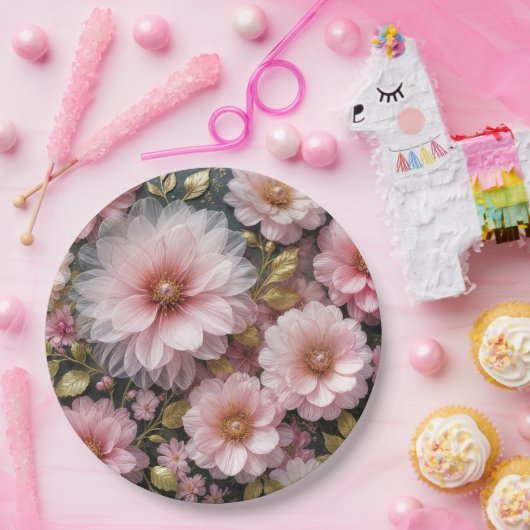 Roze Kosmos Collectie Papieren Bordje (Feest)