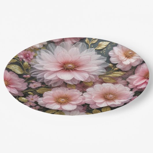 Roze Kosmos Collectie Papieren Bordje (Gekanteld)