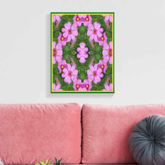 Roze Kosmos Daisy Flowers Abstracte Natuur Canvas Afdruk (Insitu (Woonkamer))