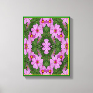 Roze Kosmos Daisy Flowers Abstracte Natuur Canvas Afdruk