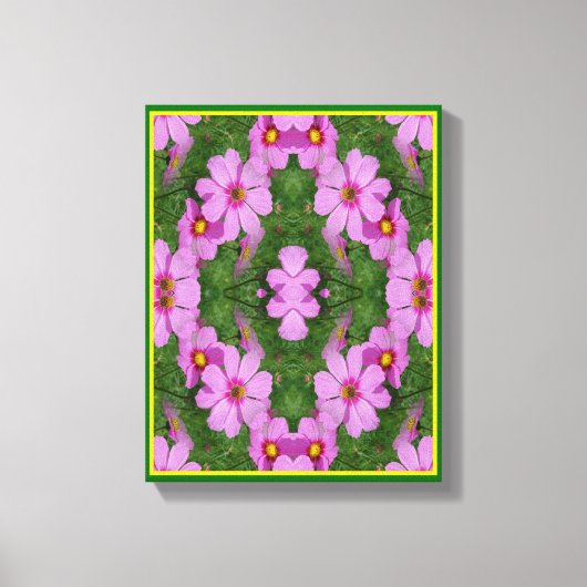 Roze Kosmos Daisy Flowers Abstracte Natuur Canvas Afdruk (Voorkant)