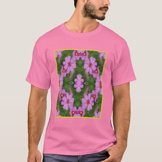 Roze Kosmos Daisy Flowers Abstracte Natuur T-shirt (Voorkant)