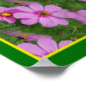 Roze Kosmos Daisy Flowers Spiegelen Abstracte Natu Poster (Hoek)