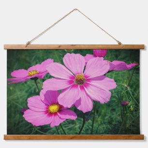 Roze kosmos Flowers Hangend Wandkleed