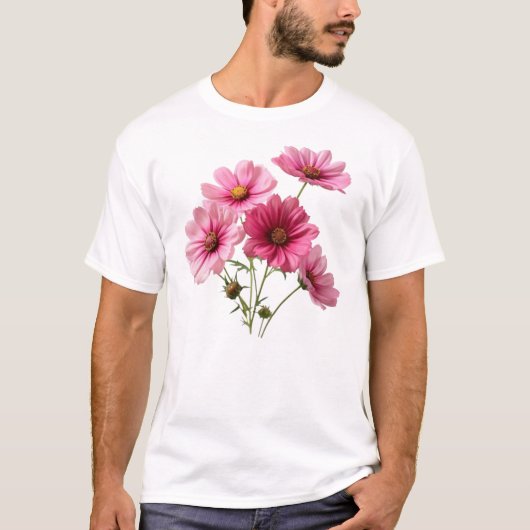 Roze kosmos Flowers T-shirt (Voorkant)
