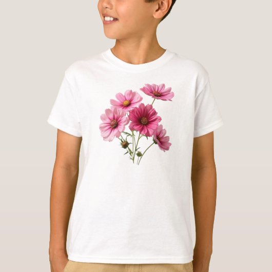 Roze kosmos Flowers T-shirt (Voorkant)