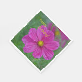  roze kosmos Happy Birthday Servet (Hoek)