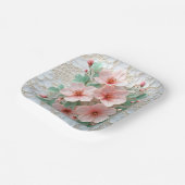 Roze Kosmos Trouwbloemen op kant Papieren Bordje (Gebogen)