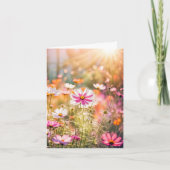 Roze Kosmos Tuin Voor Sympathie Dank u Bedankkaart (Voorkant)