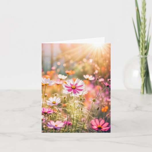 Roze Kosmos Tuin Voor Sympathie Dank u Bedankkaart (Voorkant)