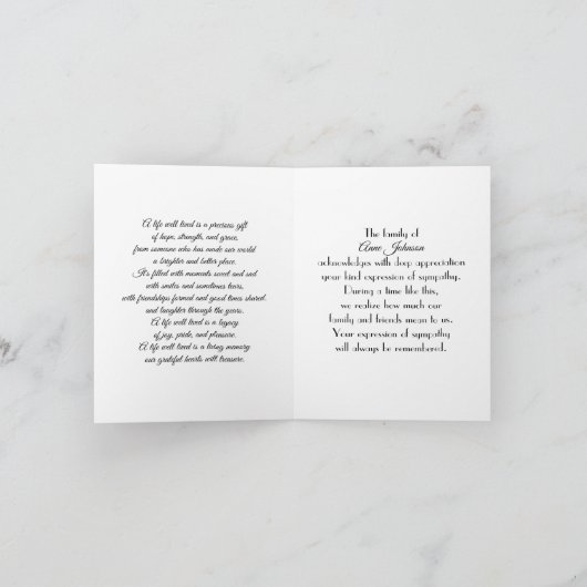 Roze Kosmos Tuin Voor Sympathie Dank u Bedankkaart (Binnen)