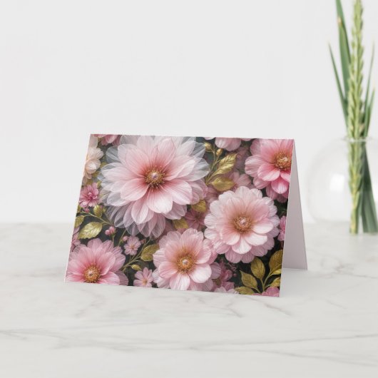 Roze Kosmos Verjaardag Kaart (Voorkant)