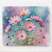 Roze Kosmos Waterverf Muismat (Voorkant)