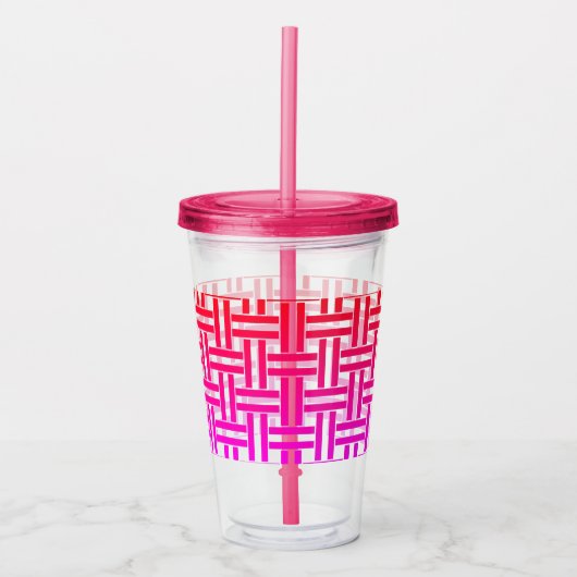 Roze koude Drinken met riem Acryl Drinkbeker (Voorkant)
