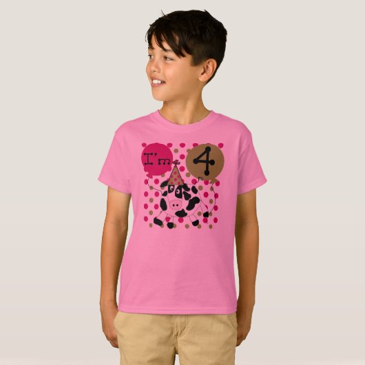 Roze Kow 4e verjaardag T-shirt (Voorkant volledig)