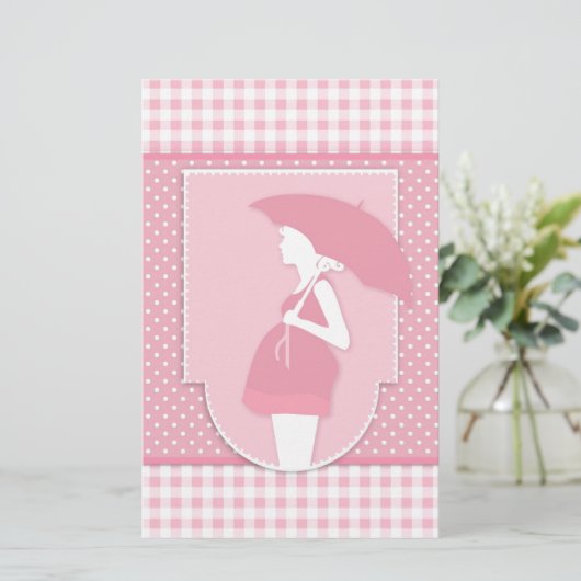 roze kraammoeder briefpapier (Staand voorkant)