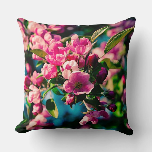 Roze krab Apple Flowers Kussen (Voorkant)