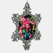 Roze krab Apple Flowers Tin Sneeuwvlok Ornament (Links)