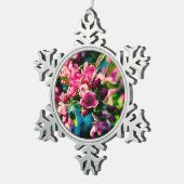 Roze krab Apple Flowers Tin Sneeuwvlok Ornament (Rechts)
