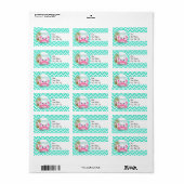 Roze krab; Aqua Green Chevron Etiket (Full Sheet)