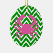 Roze Krab en Groene Chevron Monogram Keramisch Ornament (Rechts)