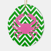 Roze Krab en Groene Chevron Monogram Keramisch Ornament (Links)