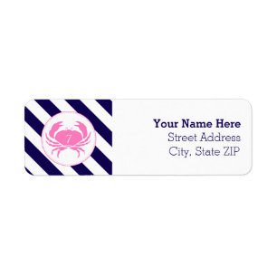 Roze krab Nautical Birthday Address Label