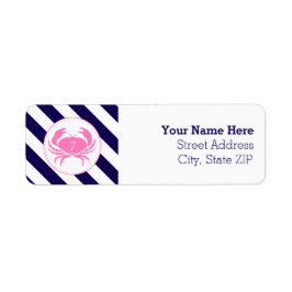 Roze krab nautische verjaardag adreslabel etiket