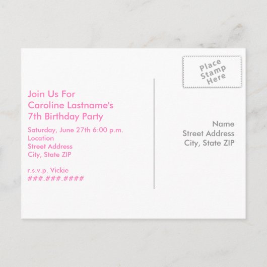 Roze Krab Nautische verjaardag Uitnodiging (Achterkant)