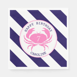 Roze Krab Nautische Verjaardagsfeest Servet