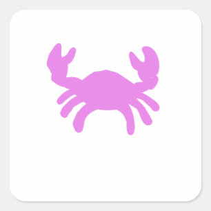 Roze Krab Silhouet Vierkante Sticker
