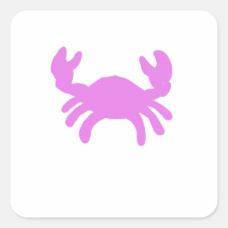 Roze Krab Silhouet Vierkante Sticker