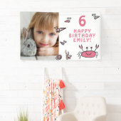 Roze Krab Zee Dieren Shell Meisje Foto Verjaardag Spandoek (Insitu)