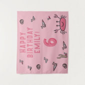 Roze Krab Zee Dieren Shell Meisje Foto Verjaardag Wandkleed (Voorkant)