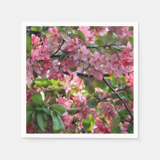 Roze Krabappel Bloemen Foto Servet (Voorkant)