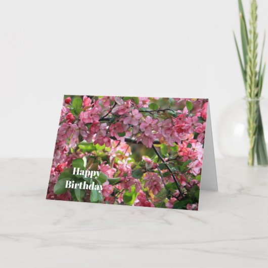 Roze Krabappel Bloemen Foto Verjaardag Kaart (Voorkant)