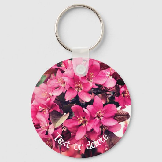  roze krabapple bloesems gepersonaliseerd sleutelhanger (Voorkant)