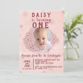 Roze krabbelbloemen foto kaart (Staand voorkant)