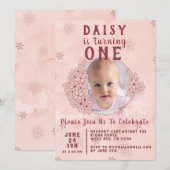 Roze krabbelbloemen foto kaart (Voorkant / Achterkant)