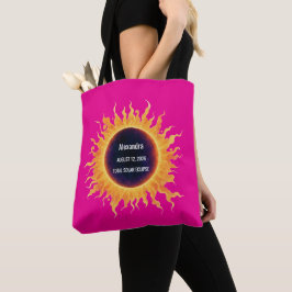 Roze Krachtige Waterverf Totale Zonsverduistering Tote Bag