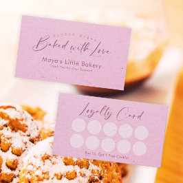 Roze Kraft Elegante Script Bakkerij Loyalty Visitekaartje