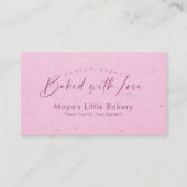 Roze Kraft Elegante Script Bakkerij Loyalty Visitekaartje (Voorkant)