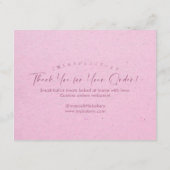 Roze Kraft Elegante Script Taart Verzorgingsinstru Bedankkaart (Achterkant)