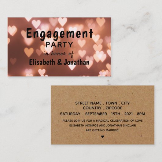 Roze kraft Engagement Party Ticket Invite Informatiekaartje (Voorkant / Achterkant)